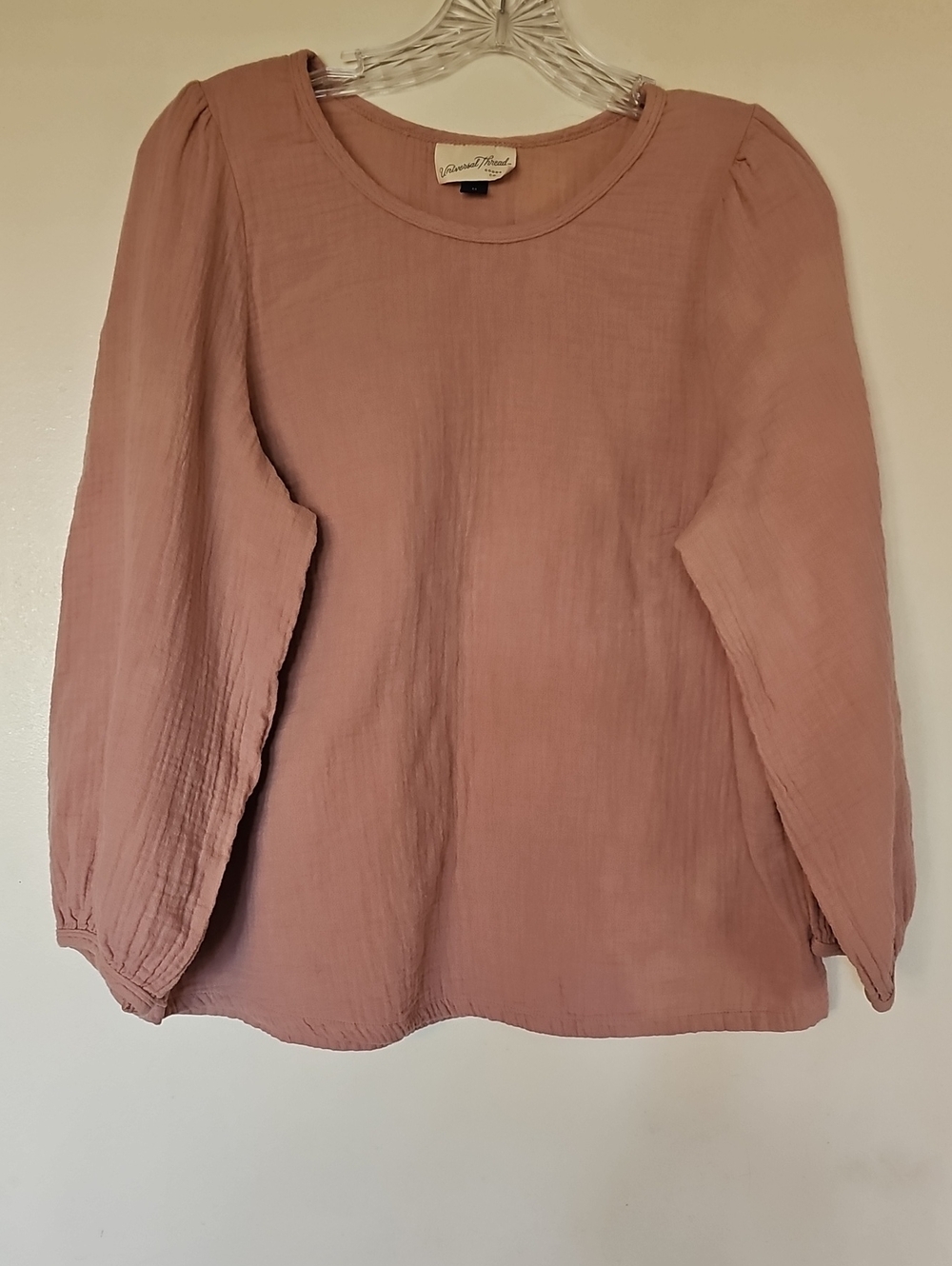 UNIVERSAL THREAD Mauve Long-Sleeve Puff Shoulder Top